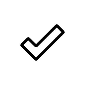 negro contorno marca de verificación icono en blanco antecedentes para aprobación y tarea terminación vector