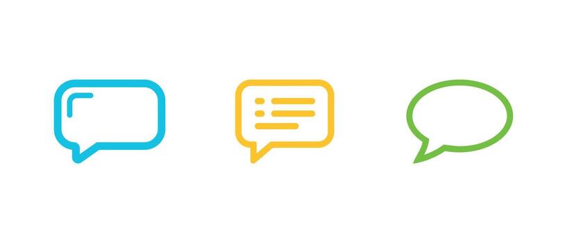 vistoso resumido mensaje burbuja íconos conjunto en blanco antecedentes representando comunicación y realimentación vector