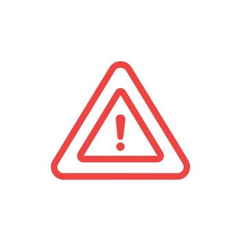 Red warning sign icon with exclamation point on white background alert symbol vector