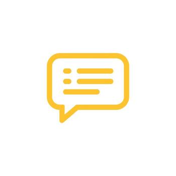 Yellow speech bubble icon with message list on a white background illustration vector