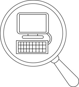 magnifying glass icon and computer and keyboard icon vector