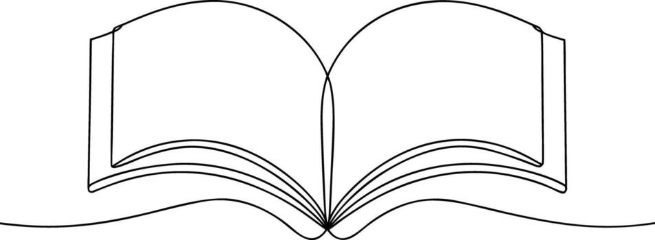 Open book with flowing pages single line drawing reading vector