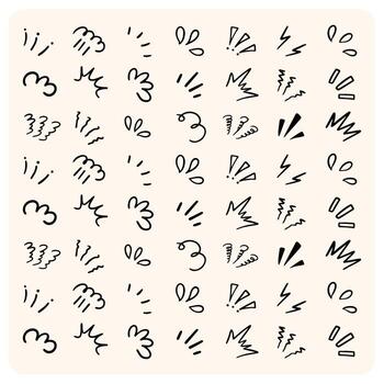 conjunto de dibujado a mano garabatos para sonido y movimiento vector