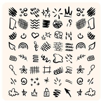 various black doodles on light background vector