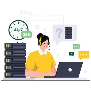 Support agent at a computer vector