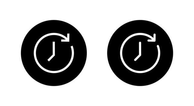 History and recent activity icon in black circle. Clock with circular arrow refresh vector