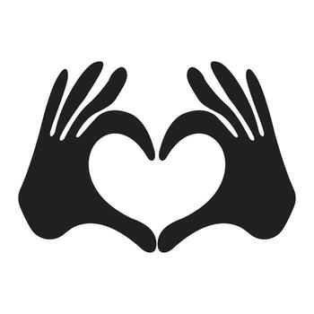 design of two open hands with heart symbol vector
