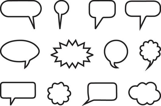Outline Speech Bubble and Callout Icons vector