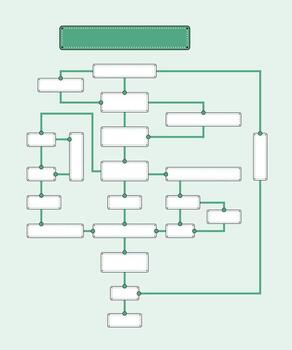 Green Flowchart Diagram with Blank Rectangles on Light Background vector