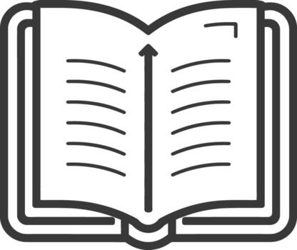 An open book with an arrow pointing up vector