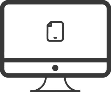 A computer monitor with a file icon on it vector