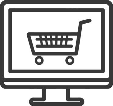 A computer monitor with a shopping cart icon vector