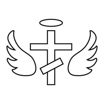 Cross with wings icon. Outline illustration of cross with wings icon for web and app. vector