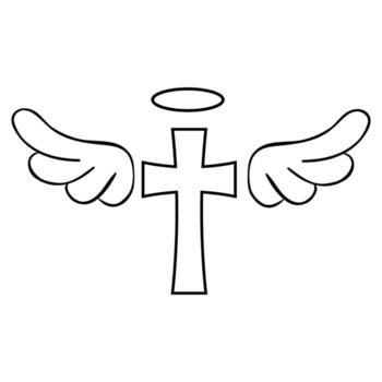 Cross with wings icon. Outline illustration of cross with wings icon for web. vector