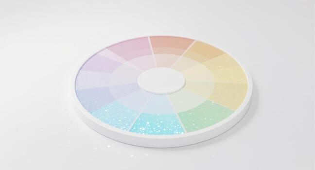 Circular Pastel Palette Design With Shimmering Colors And White Background photo