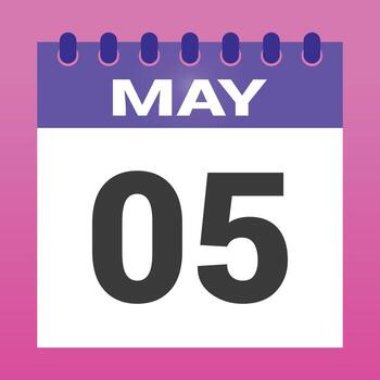 May fifth displays clearly on the colorful calendar with a white background vector