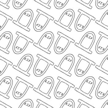 Black and white pattern with Grave Doodle Pattern vector