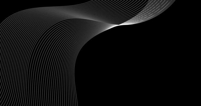Black Abstract Copy Space background with curve lines in white color vector