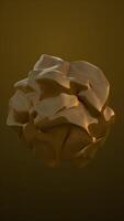 Shiny abstract bronze 3D object with organic irregular surface on dark background video