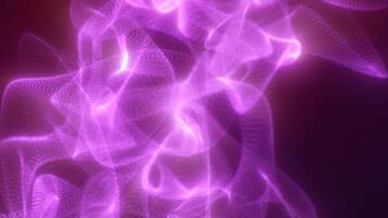 strömmande digital lila partiklar form en dynamisk, dimma-liknande maska strukturera video