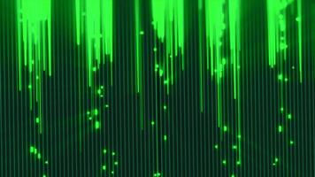 resumen verde vertical ligero caminos creando un digital túnel efecto con un sentido de movimiento y profundidad video