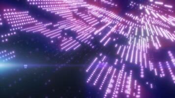 abstrakt digital Karta med lysande lila prickar och neon strålar, symboliserar global teknologi och data strömma video