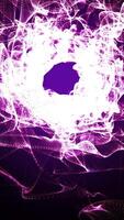 astratto raggiante vortice di viola particelle formatura un' circolare tunnel su un' buio sfondo video