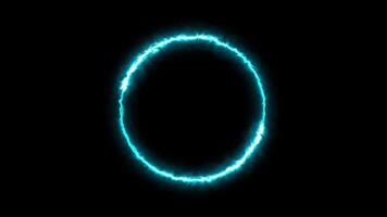 Two glowing circular energy lines rotating dynamically against a dark black background, creating a futuristic sci-fi light effect animation. video