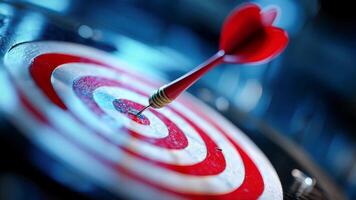 uma dardo batendo uma alvo dentro a Centro do uma alvo fundo video