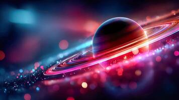 un resumen imagen de un planeta con un anillo alrededor eso video