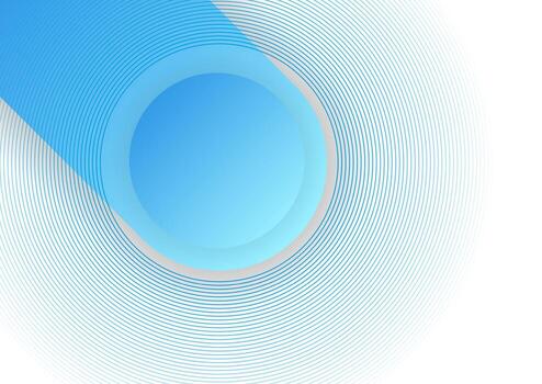 Blue white abstract geometric tech background with linear circles vector