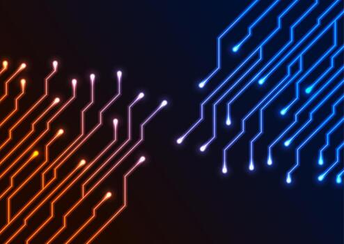 Abstract neon background circuit board lines vector