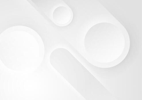 Grey white minimal geometric background with glossy circles and stripes vector