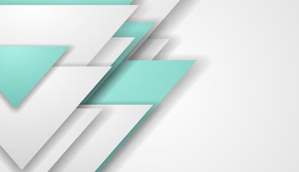 Mint grey paper triangles abstract tech background vector