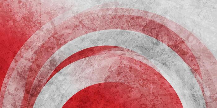 Grey and red circular stripes abstract background with grunge texture vector
