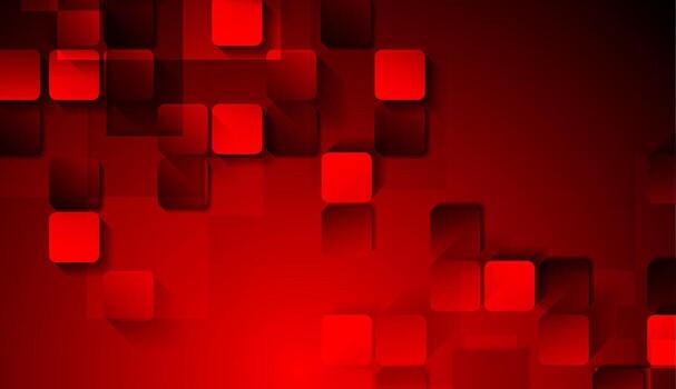 Abstract tech background with red glossy mosaic squares vector