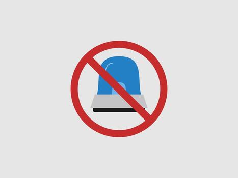 a single blue siren light inside a red circle with a slash through it vector