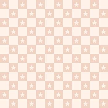 Seamless pattern with stars and squares. Geometric repeating gingham background, pastel striped texture. vector