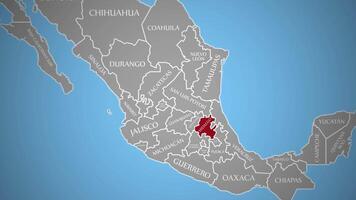hidalgo mexico 2d Karta markerad med definierat gräns rader och översikt video