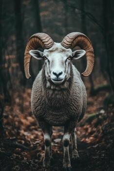 A ram in a forest photo