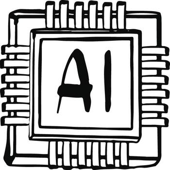AI artificial intelligence Microchip Doodle vector