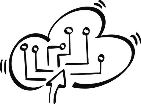 Cloud Computing Circuit Doodle vector