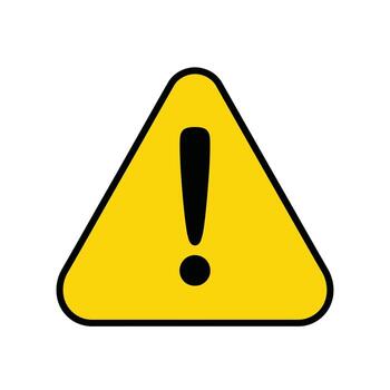 Bright Yellow Triangular Warning Sign with Exclamation Mark Urgent Alert, Caution Symbol, Safety Notice, High Visibility, Isolated on White Background vector