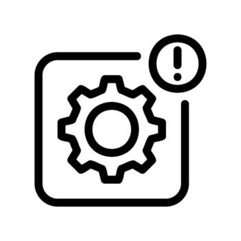 Settings Icon with a Gear and an Exclamation Mark Notification vector