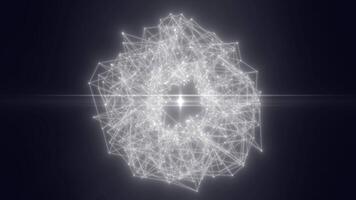 oscuro resumen esfera hecho de brillante blanco nodos y geométrico líneas, parecido a un minimalista digital datos estructura video