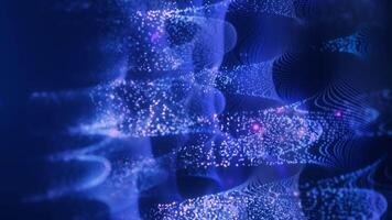 Abstract 3D visualization of floating particles and mesh waves video