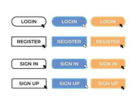 Register sign up, Login button set vector