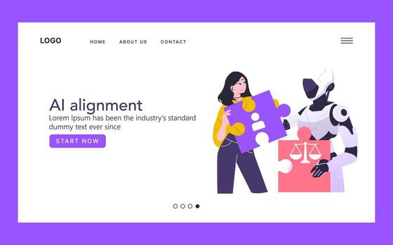 AI Alignment Puzzle with Robot and Human Interaction vector
