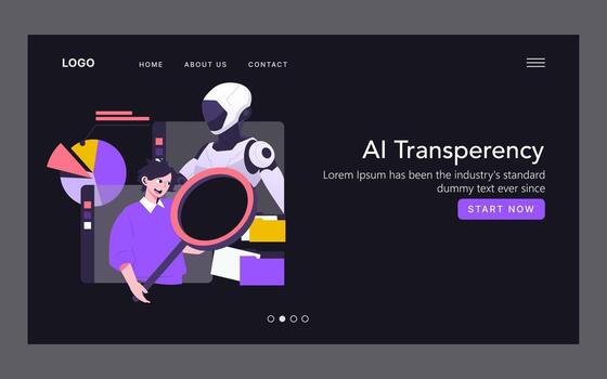 AI Transparency Concept with Robot and Human Interaction vector