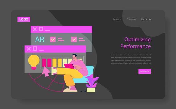 User optimizing performance with AR tools vector